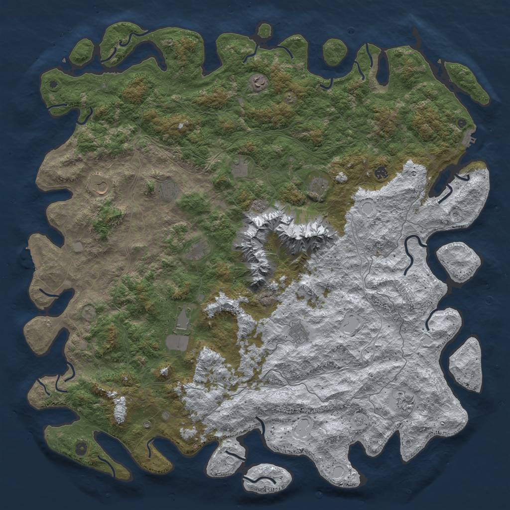 Rust Map: Procedural Map, Size: 6000, Seed: 390643, 20 Monuments