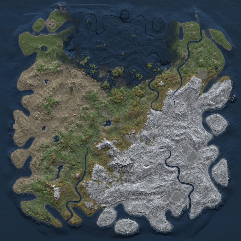 Rust Map: Procedural Map, Size: 6000, Seed: 390643, 17 Monuments
