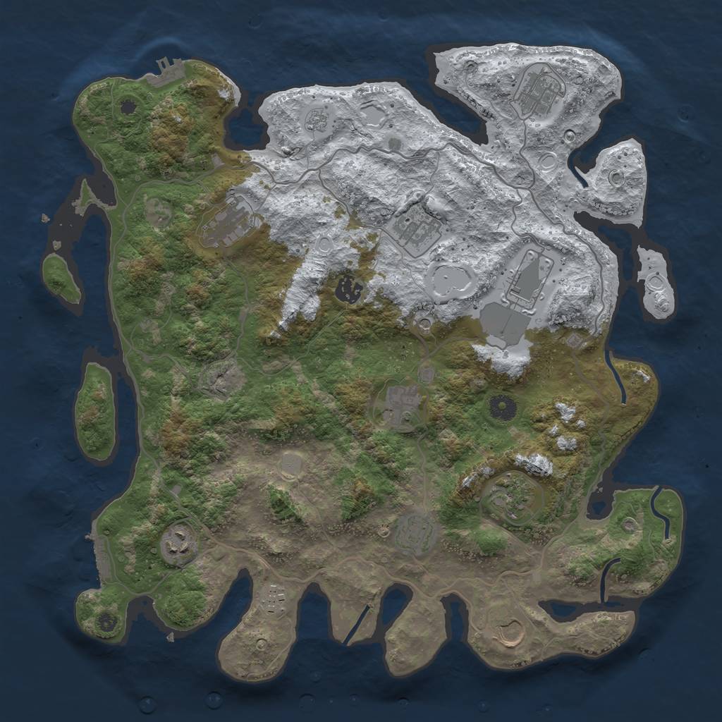 Rust Map: Procedural Map, Size: 4000, Seed: 694638, 20 Monuments