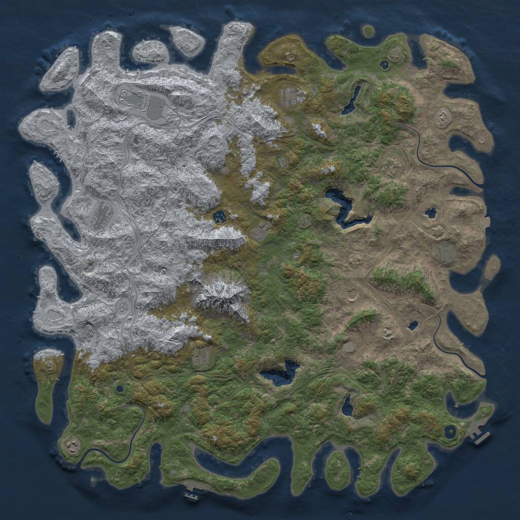 Rust Map: Procedural Map, Size: 6000, Seed: 529693, 17 Monuments