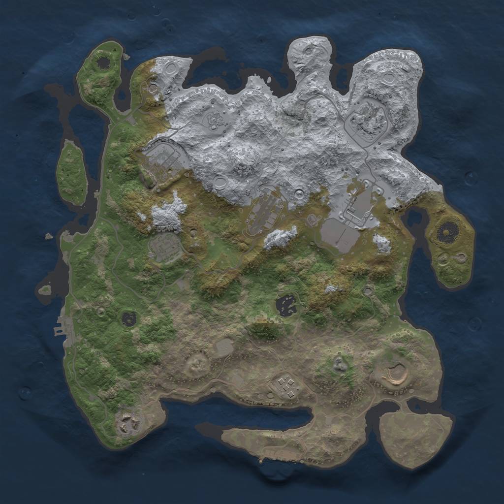 Rust Map: Procedural Map, Size: 3500, Seed: 1369155912, 18 Monuments