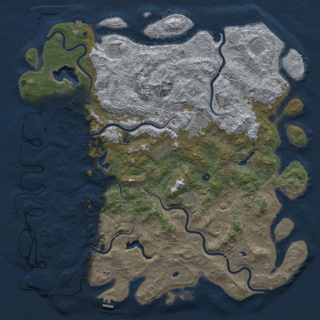 Rust Map: Procedural Map, Size: 6000, Seed: 919788, 17 Monuments