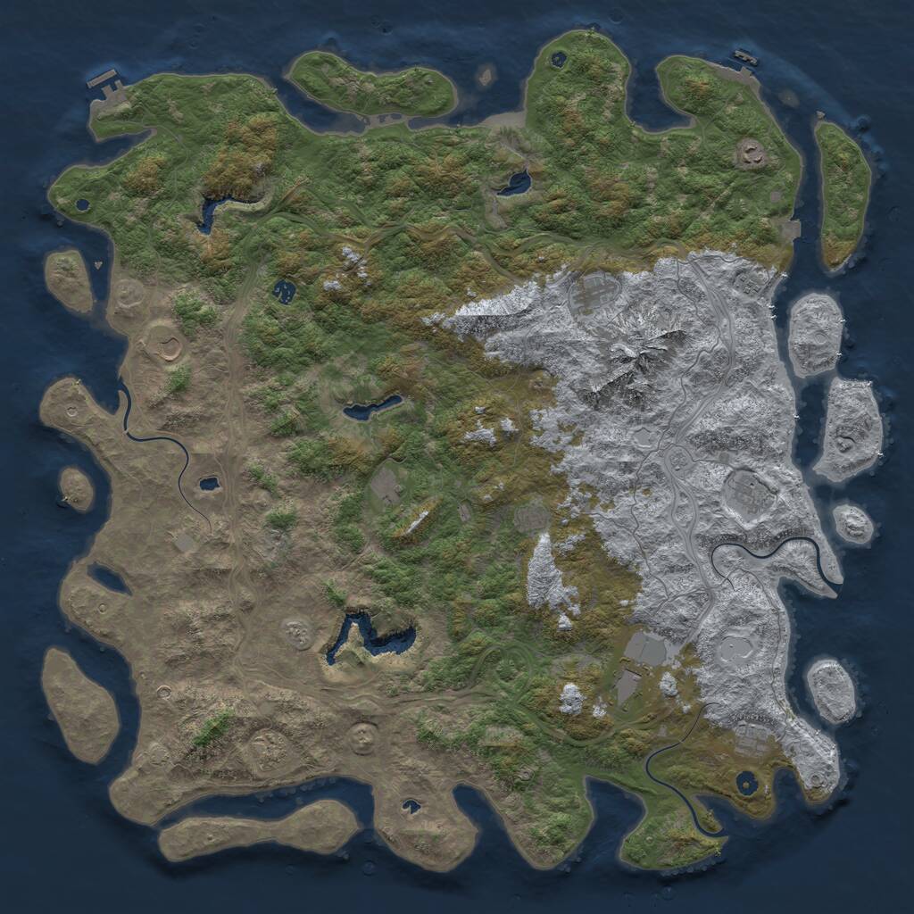 Rust Map: Procedural Map, Size: 6000, Seed: 184688, 17 Monuments