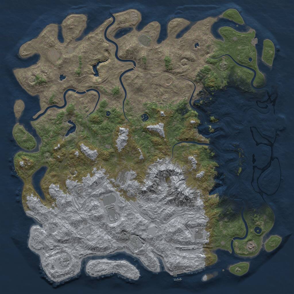 Rust Map: Procedural Map, Size: 6000, Seed: 943769, 17 Monuments
