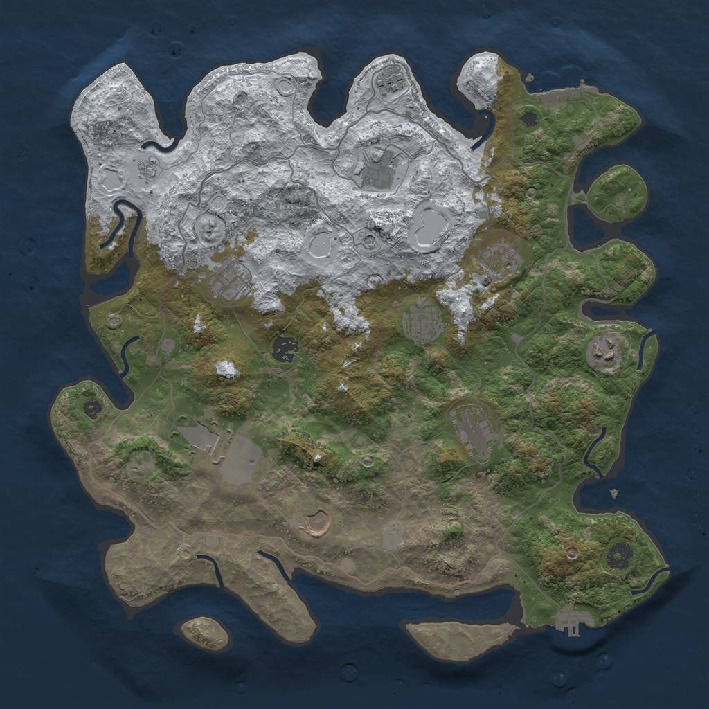 Rust Map: Procedural Map, Size: 4000, Seed: 50002, 19 Monuments