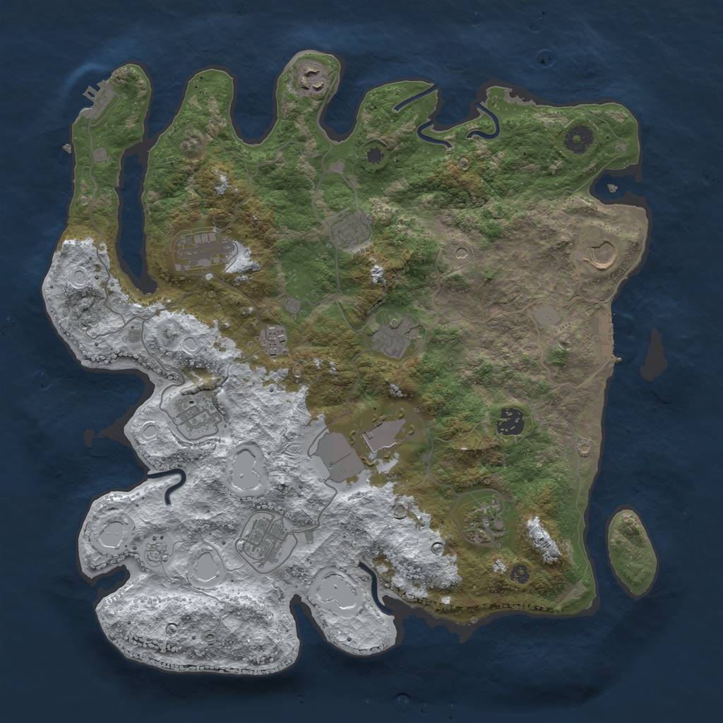Rust Map: Procedural Map, Size: 3850, Seed: 666137821, 20 Monuments