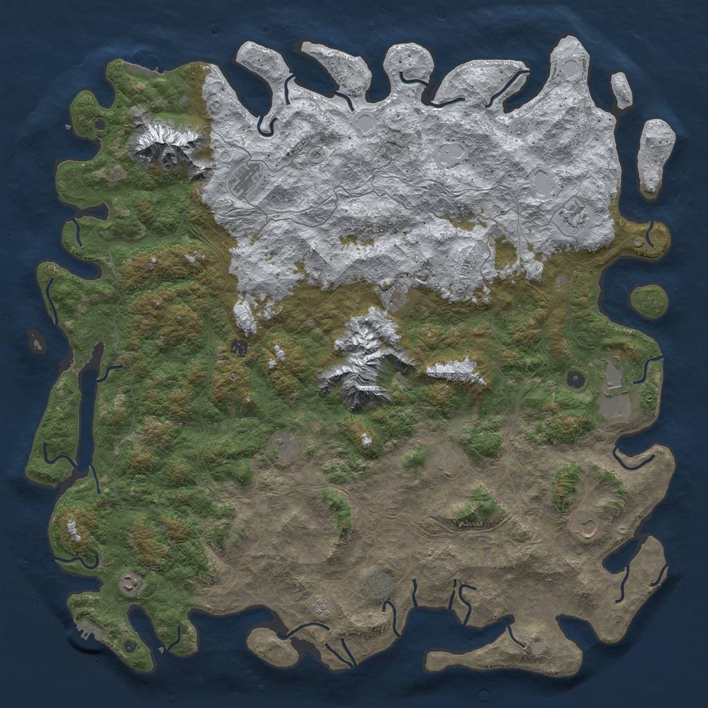 Rust Map: Procedural Map, Size: 6000, Seed: 228612, 20 Monuments