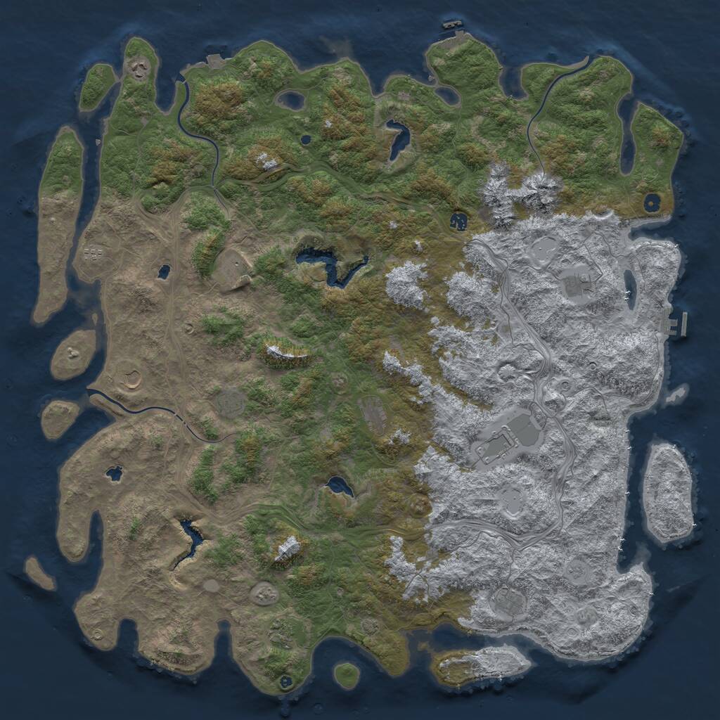 Rust Map: Procedural Map, Size: 6000, Seed: 317764, 17 Monuments