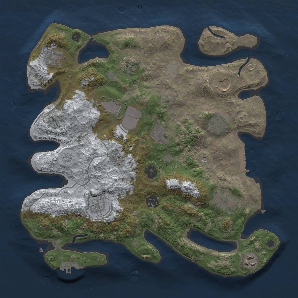 Rust Map: Procedural Map, Size: 3500, Seed: 145245870, 20 Monuments