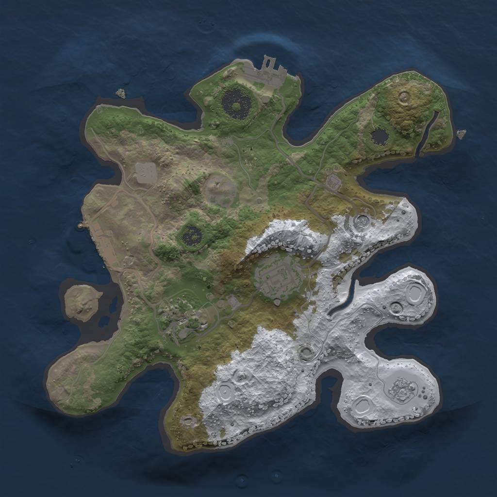 Rust Map: Procedural Map, Size: 2500, Seed: 324756754, 11 Monuments