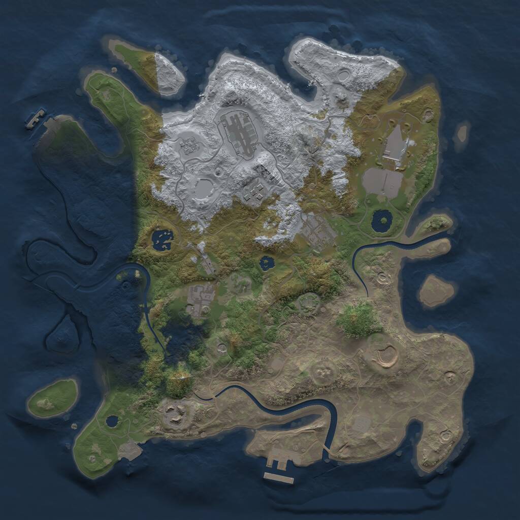 Rust Map: Procedural Map, Size: 3500, Seed: 2667, 14 Monuments