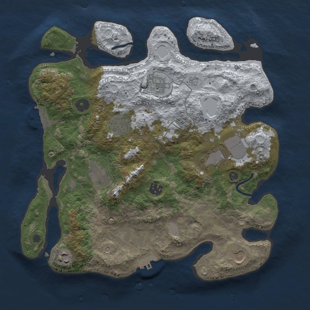 Rust Map: Procedural Map, Size: 3500, Seed: 37428006, 17 Monuments