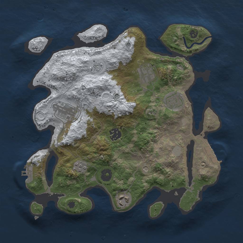 Rust Map: Procedural Map, Size: 3000, Seed: 1030422145, 15 Monuments