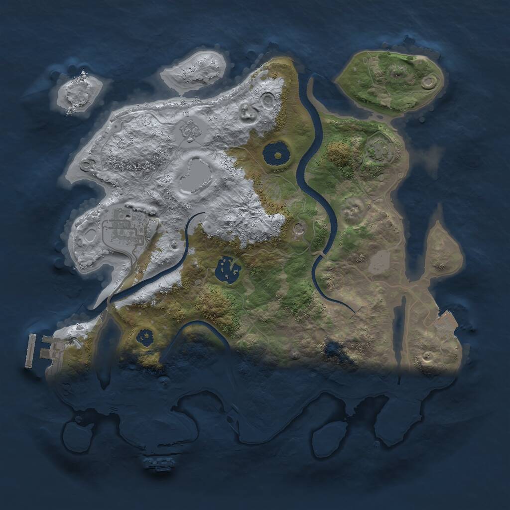 Rust Map: Procedural Map, Size: 3000, Seed: 1030422145, 8 Monuments