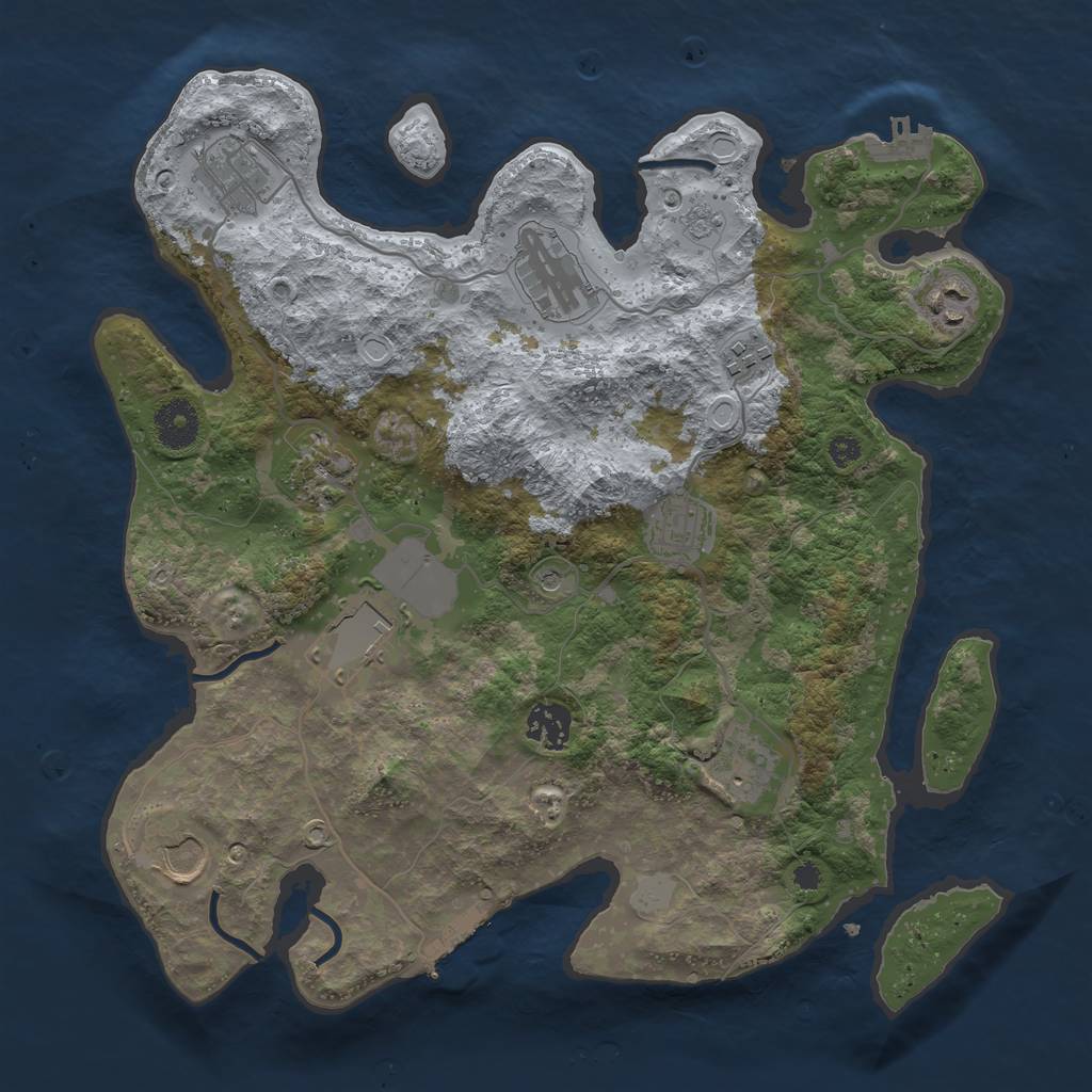 Rust Map: Procedural Map, Size: 3500, Seed: 676435907, 19 Monuments