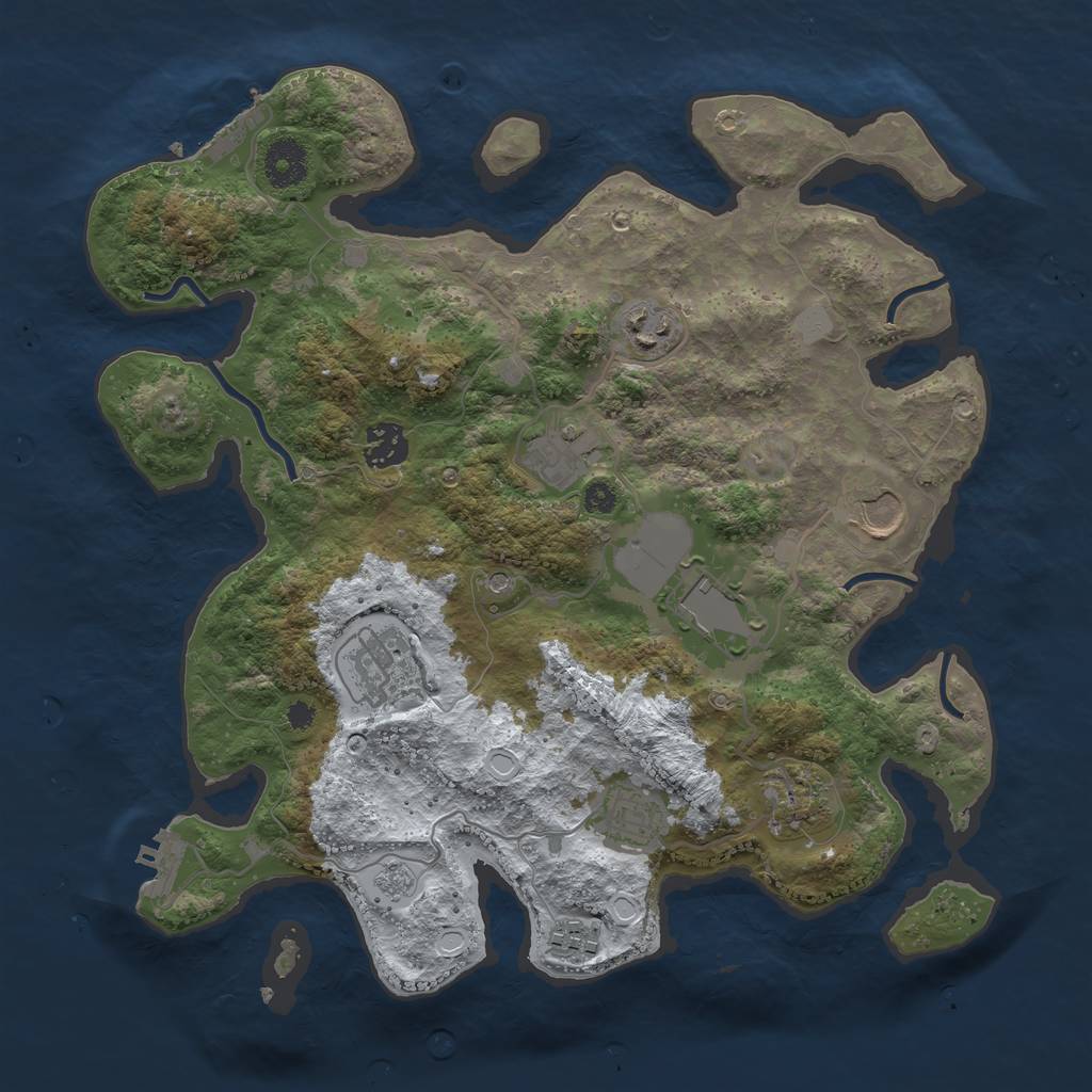 Rust Map: Procedural Map, Size: 3500, Seed: 11265, 18 Monuments