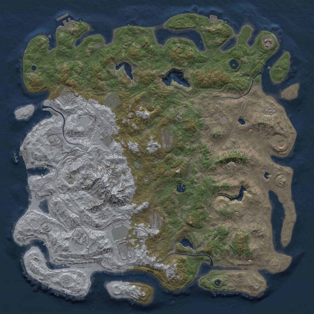 Rust Map: Procedural Map, Size: 5000, Seed: 760353, 17 Monuments