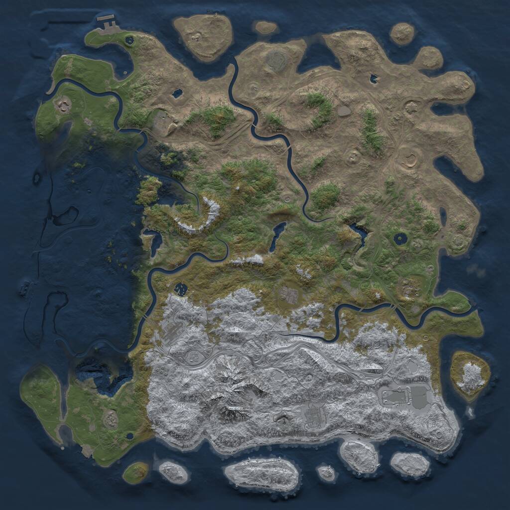 Rust Map: Procedural Map, Size: 6000, Seed: 974474, 17 Monuments