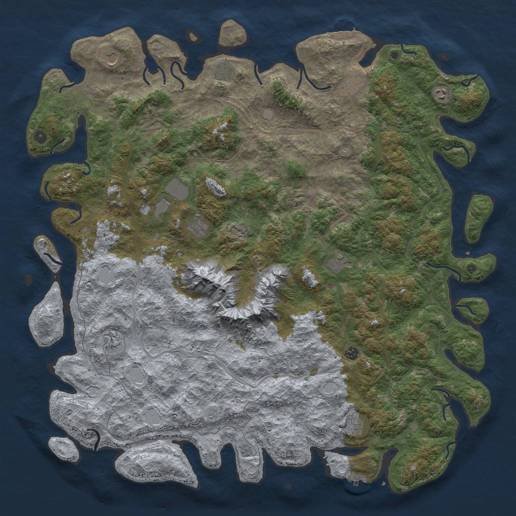 Rust Map: Procedural Map, Size: 6000, Seed: 353473, 18 Monuments
