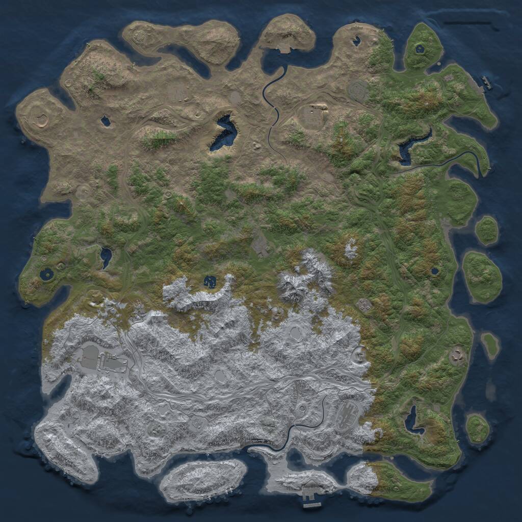 Rust Map: Procedural Map, Size: 6000, Seed: 628028, 17 Monuments