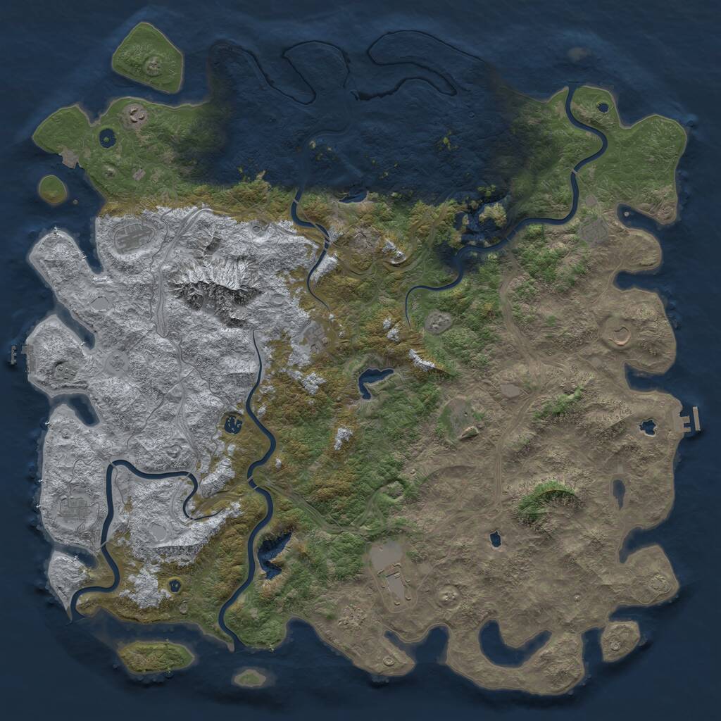 Rust Map: Procedural Map, Size: 6000, Seed: 393583, 17 Monuments