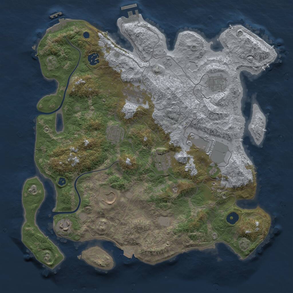Rust Map: Procedural Map, Size: 3700, Seed: 1241796559, 15 Monuments