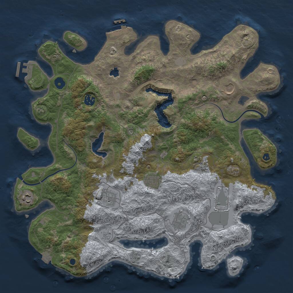 Rust Map: Procedural Map, Size: 4000, Seed: 676437, 15 Monuments