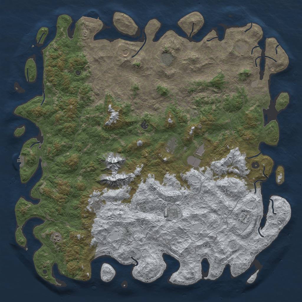 Rust Map: Procedural Map, Size: 6000, Seed: 864647, 20 Monuments