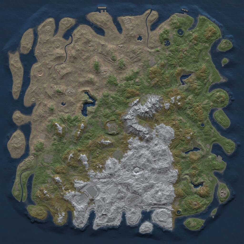 Rust Map: Procedural Map, Size: 6000, Seed: 999786, 17 Monuments