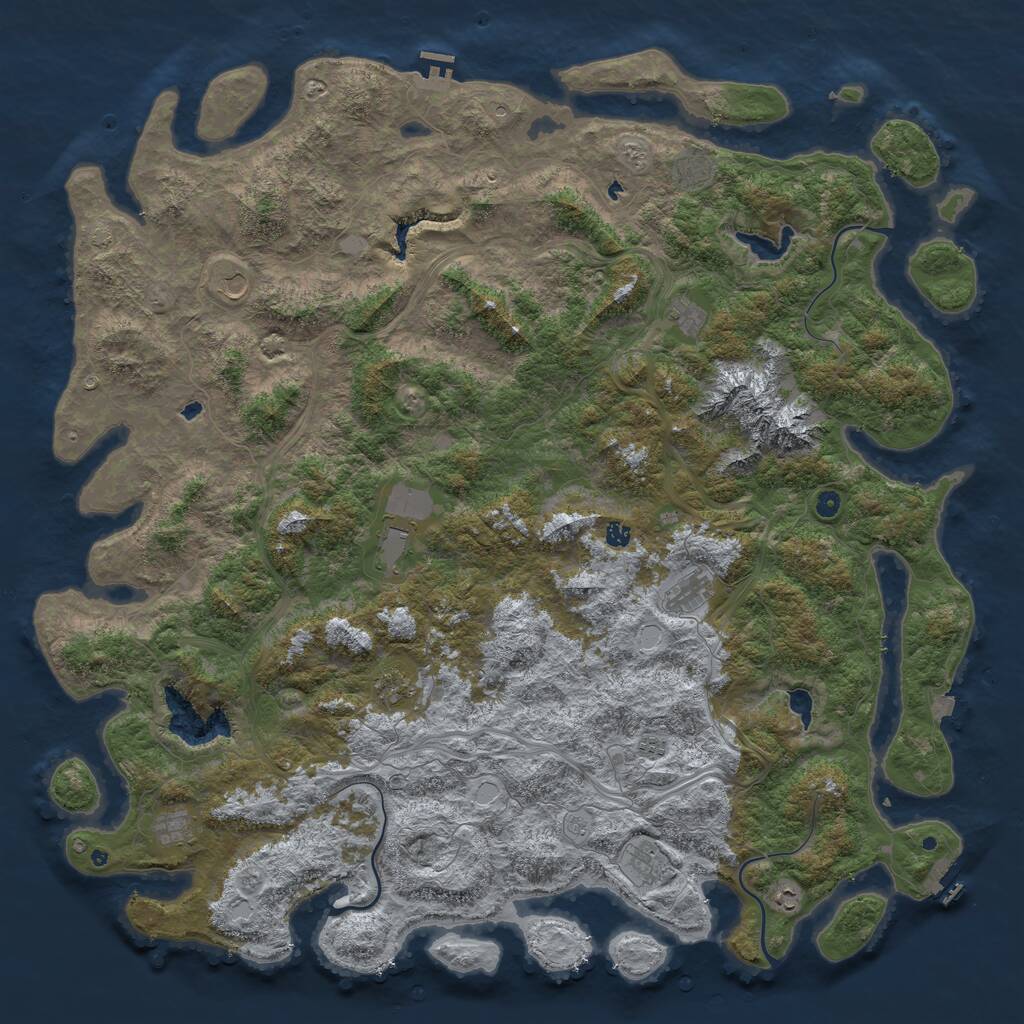 Rust Map: Procedural Map, Size: 6000, Seed: 655100, 17 Monuments