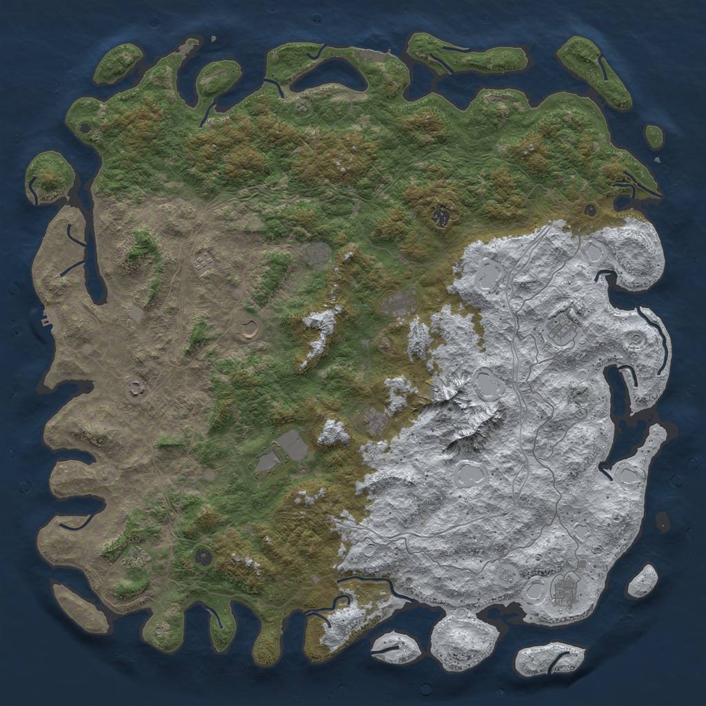 Rust Map: Procedural Map, Size: 6000, Seed: 584910, 20 Monuments