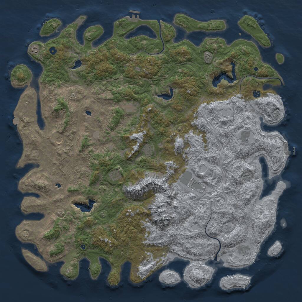 Rust Map: Procedural Map, Size: 6000, Seed: 584910, 17 Monuments