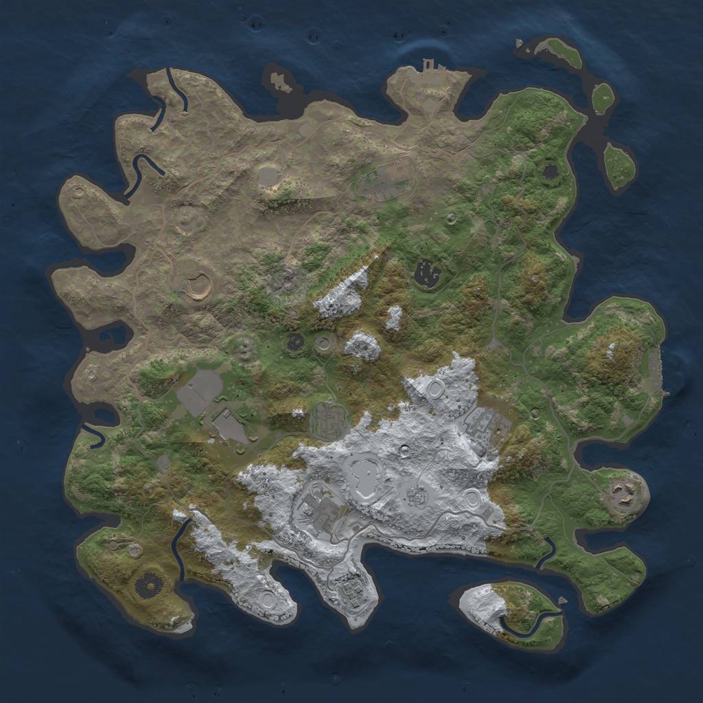 Rust Map: Procedural Map, Size: 4000, Seed: 751724, 18 Monuments