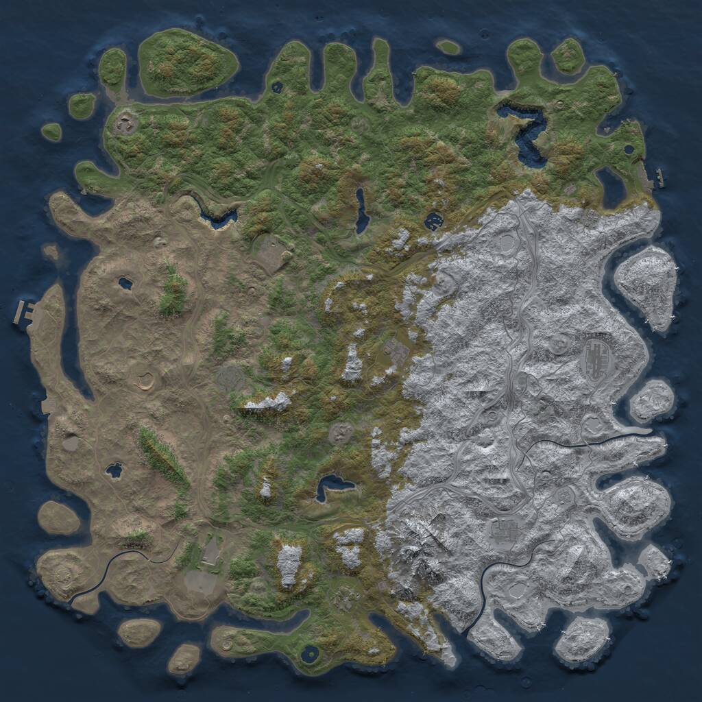 Rust Map: Procedural Map, Size: 6000, Seed: 887206, 17 Monuments