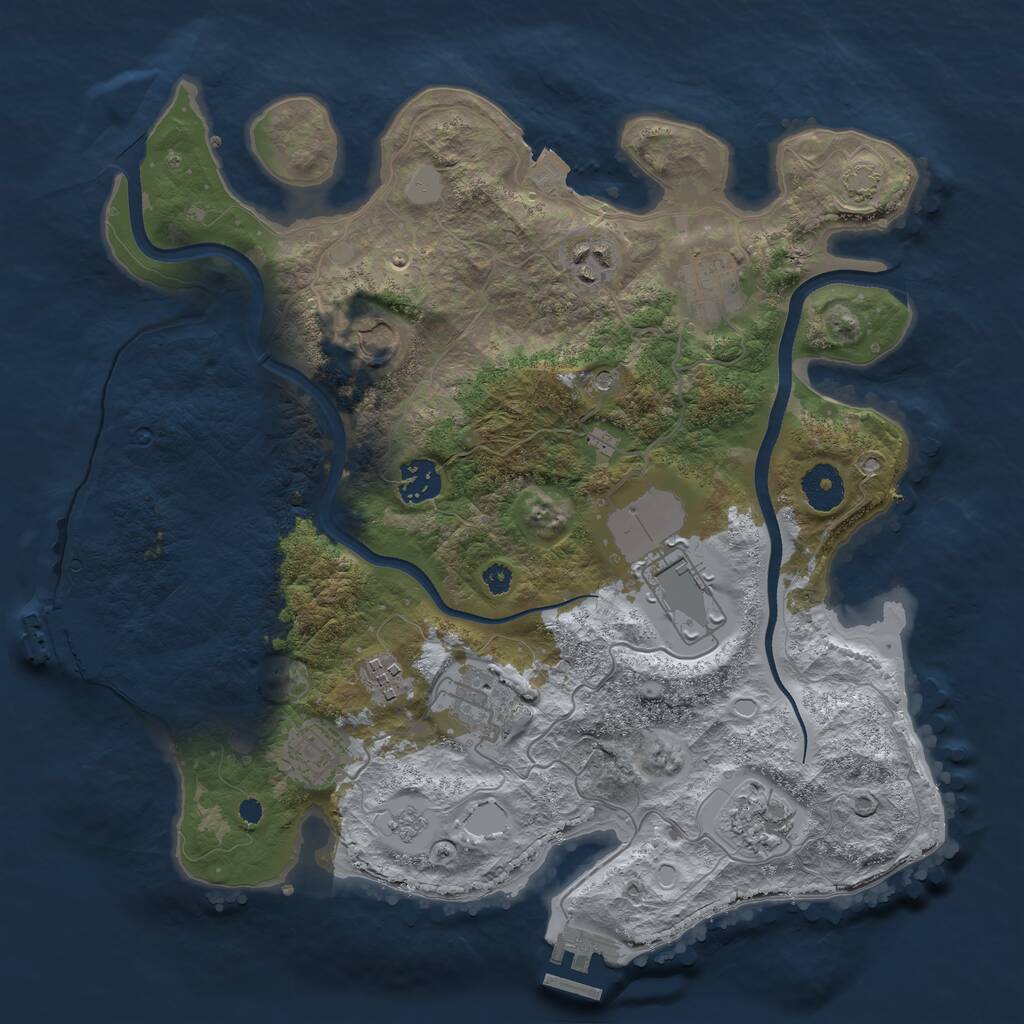 Rust Map: Procedural Map, Size: 3500, Seed: 385007790, 15 Monuments