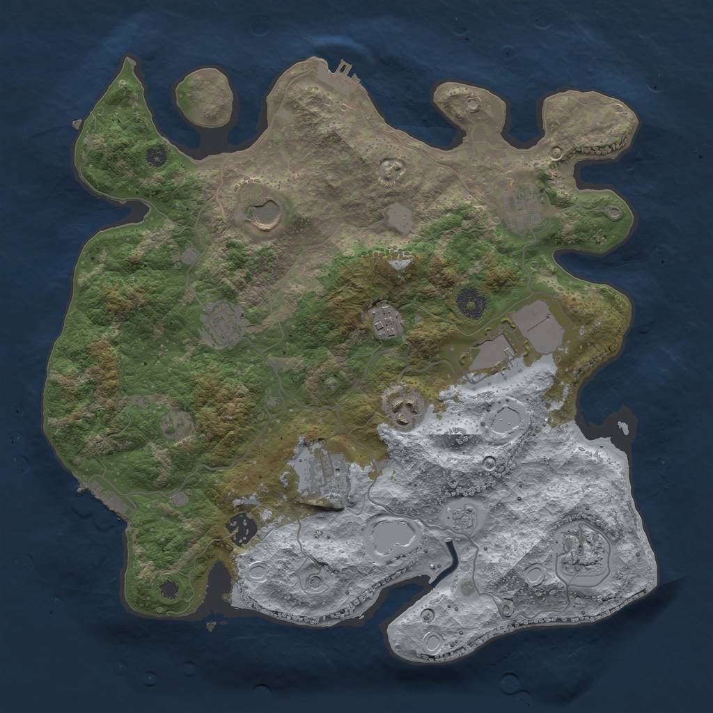 Rust Map: Procedural Map, Size: 3500, Seed: 385007790, 16 Monuments