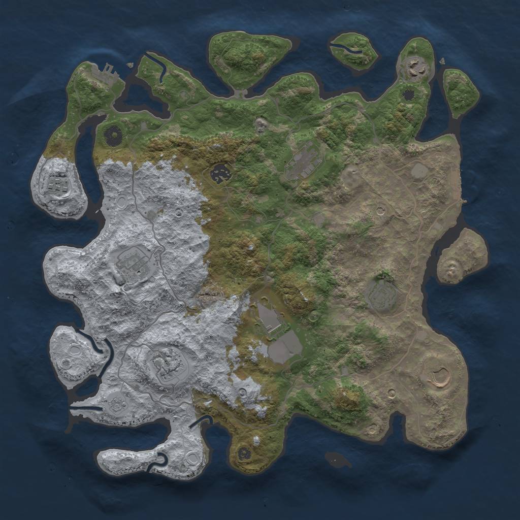 Rust Map: Procedural Map, Size: 4000, Seed: 983783, 18 Monuments