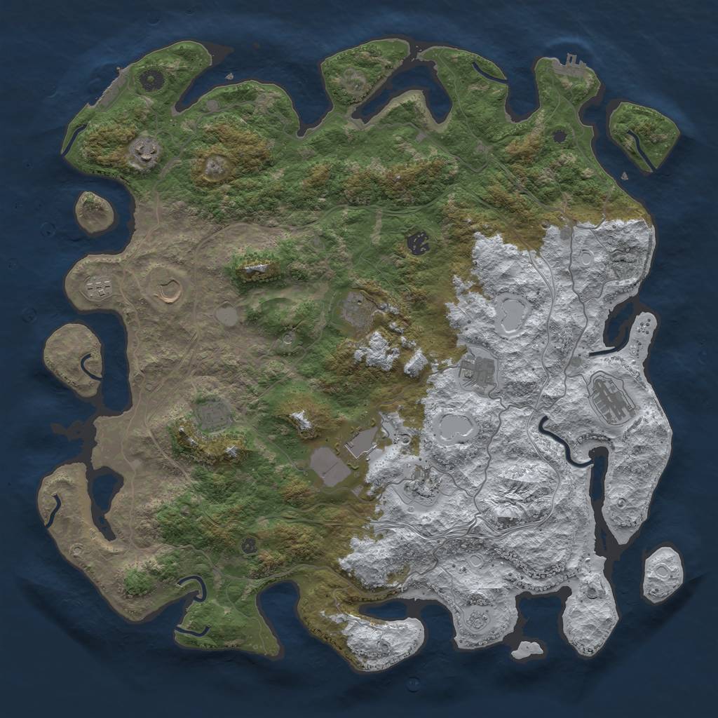 Rust Map: Procedural Map, Size: 4645, Seed: 3000000, 19 Monuments