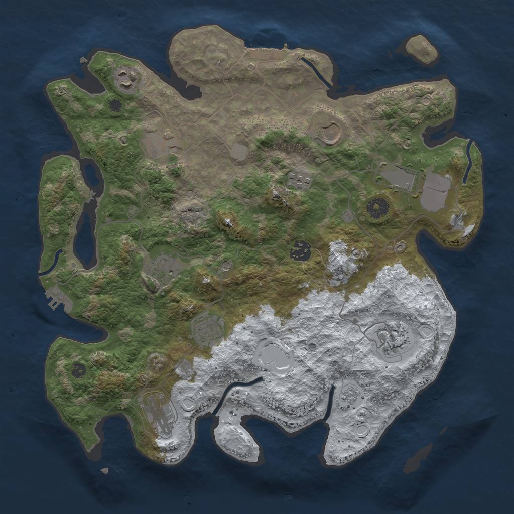 Rust Map: Procedural Map, Size: 3600, Seed: 53829, 19 Monuments