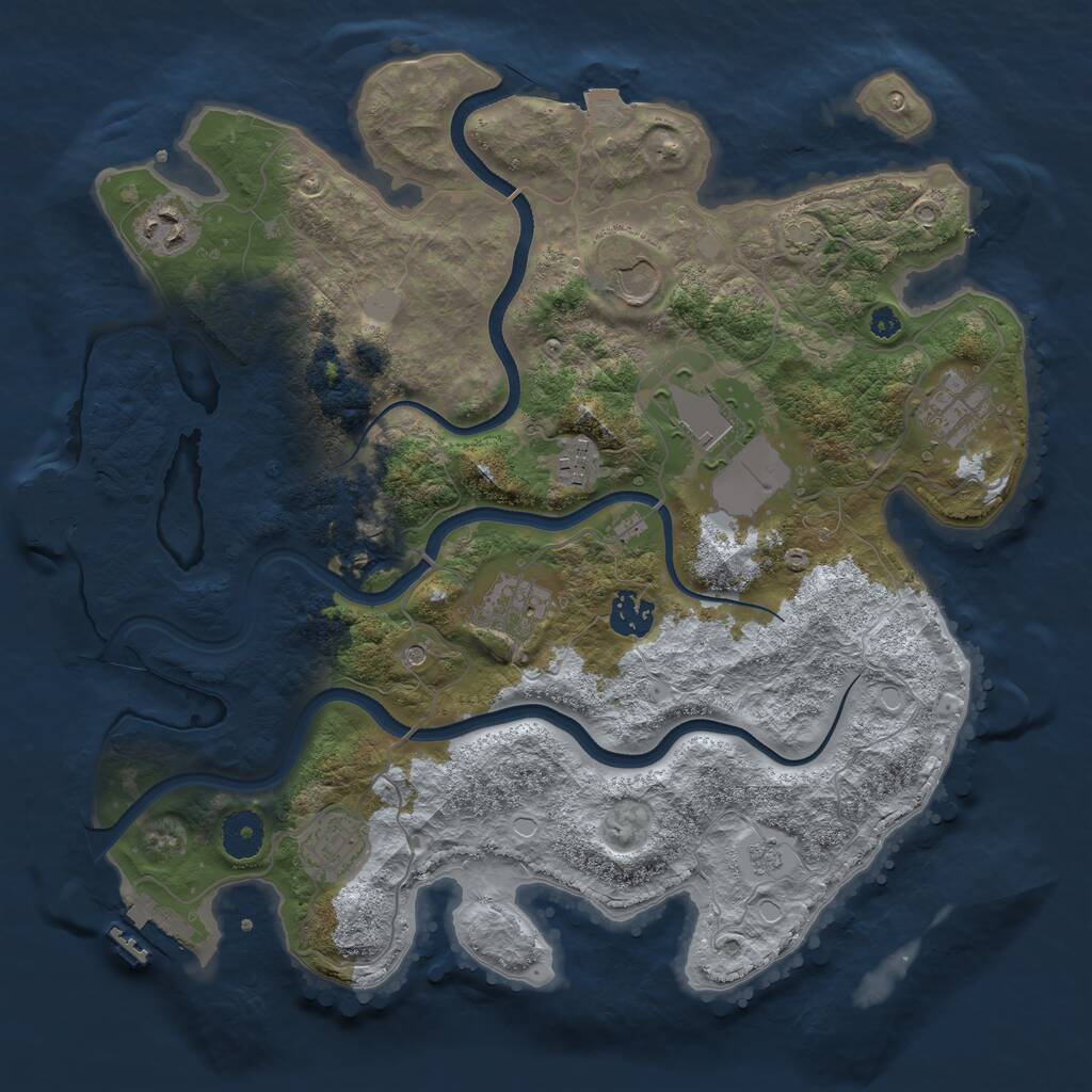 Rust Map: Procedural Map, Size: 3600, Seed: 53829, 14 Monuments