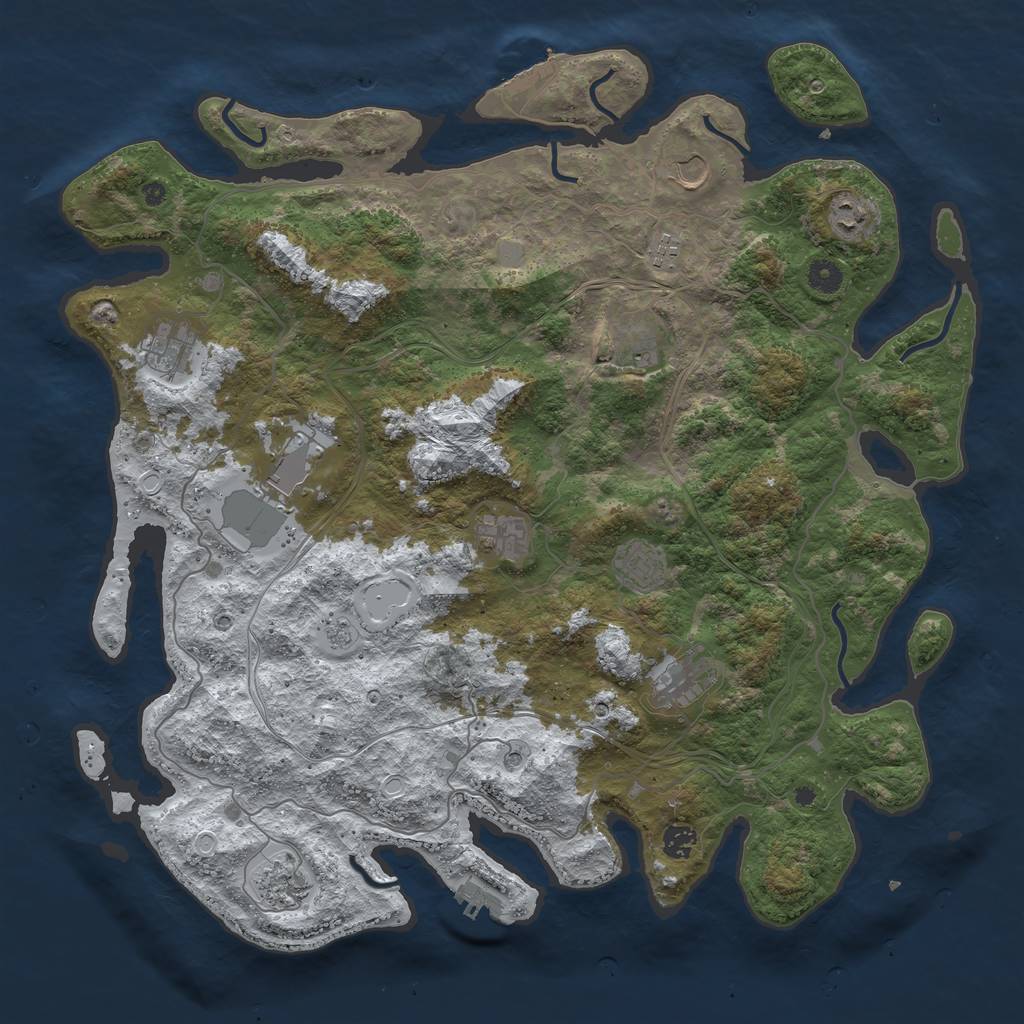 Rust Map: Procedural Map, Size: 4500, Seed: 1730893356, 20 Monuments