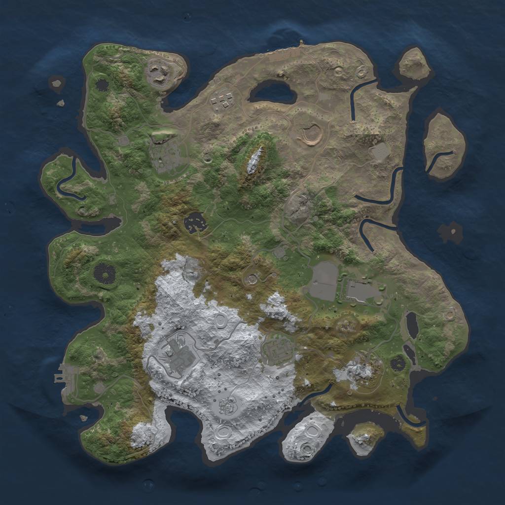 Rust Map: Procedural Map, Size: 3500, Seed: 4444, 18 Monuments