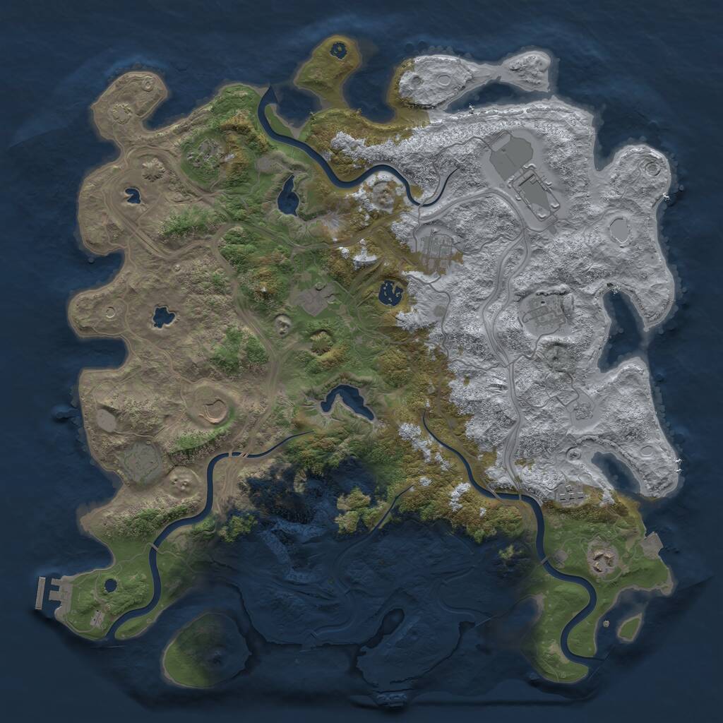 Rust Map: Procedural Map, Size: 4500, Seed: 7050802, 16 Monuments