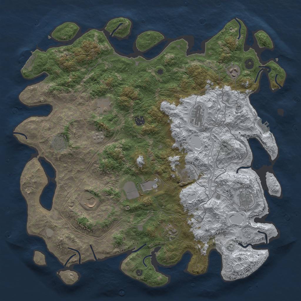Rust Map: Procedural Map, Size: 4500, Seed: 207468053, 20 Monuments