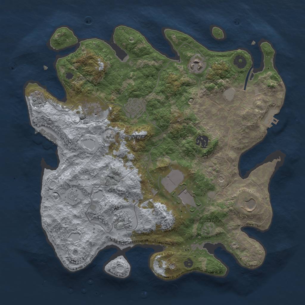 Rust Map: Procedural Map, Size: 3500, Seed: 545553220, 17 Monuments