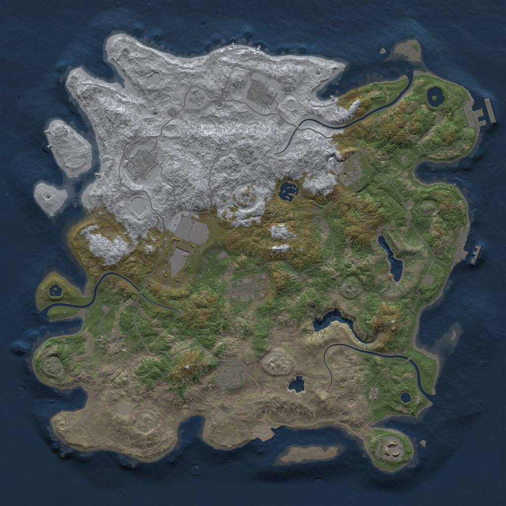 Rust Map: Procedural Map, Size: 4050, Seed: 648252, 16 Monuments