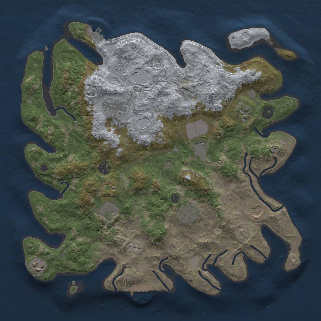 Rust Map: Procedural Map, Size: 3800, Seed: 254, 18 Monuments