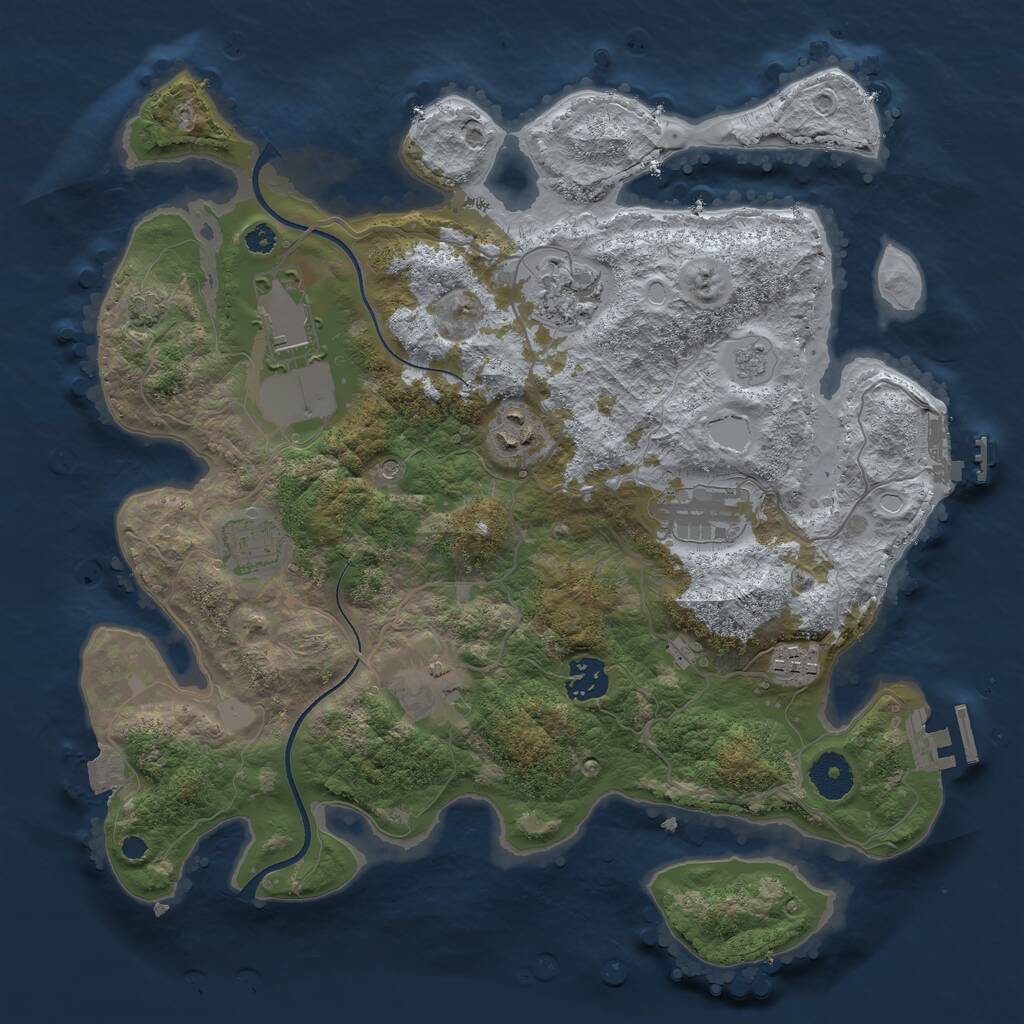 Rust Map: Procedural Map, Size: 3500, Seed: 393784644, 14 Monuments