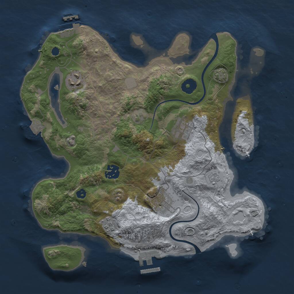 Rust Map: Procedural Map, Size: 3000, Seed: 1036231462, 10 Monuments