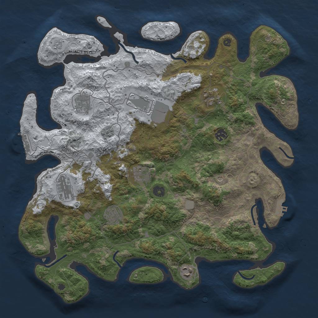 Rust Map: Procedural Map, Size: 4000, Seed: 224597980, 18 Monuments